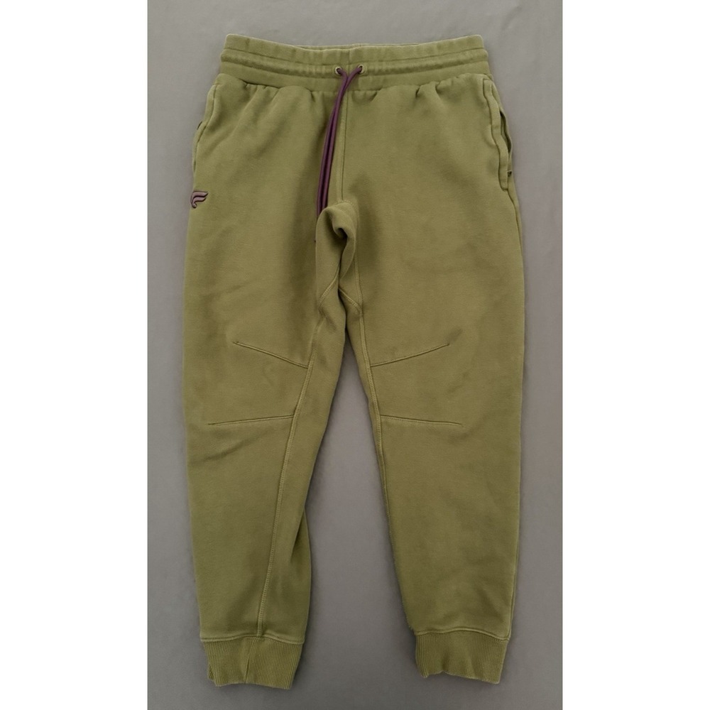 Fabletics Sweatpants Men's Small Green Fleece Joggers Elastic Waist Zip Pockets